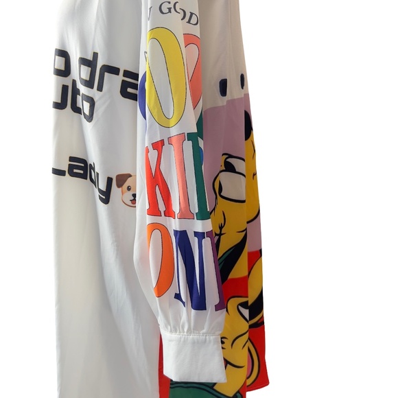 # A223  Nancy  Pluto Cartoon  Print Shirt Dress Disney  White Multi  NWT  S - Picture 7 of 12